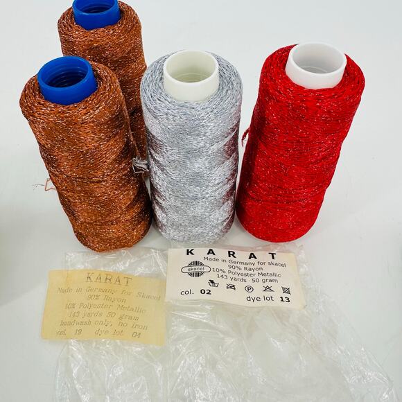 Karat Skacel Collection Sparkly Metallic Rayon Polyester DK Red Copper Silver - Picture 1 of 7